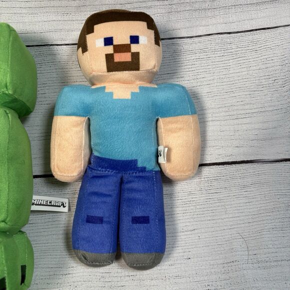 Minecraft Lot of 4 Plush Toys 9" & 7" Green Creepers Ocelot 9" Steve Toy Factory - Picture 2 of 6